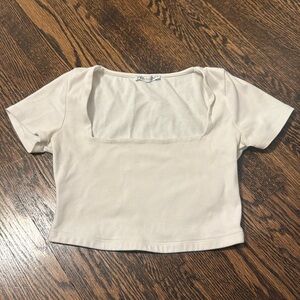 Zara White Square Neck Crop Top